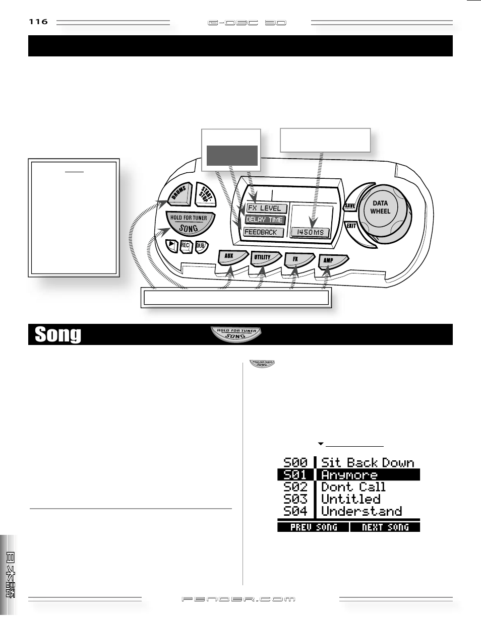 Song | Fender G-DEC 30 User Manual | Page 116 / 128