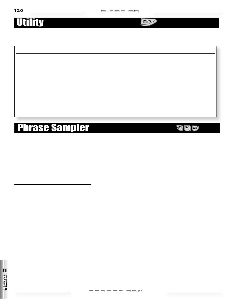 Utility phrase sampler | Fender G-DEC 30 User Manual | Page 120 / 128