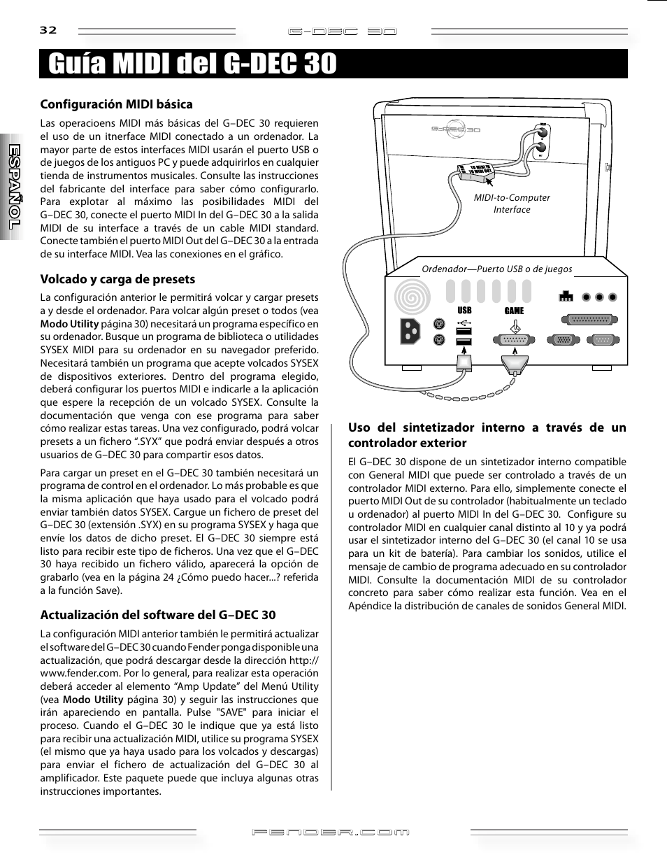 Guía midi del g-dec 30 | Fender G-DEC 30 User Manual | Page 32 / 128