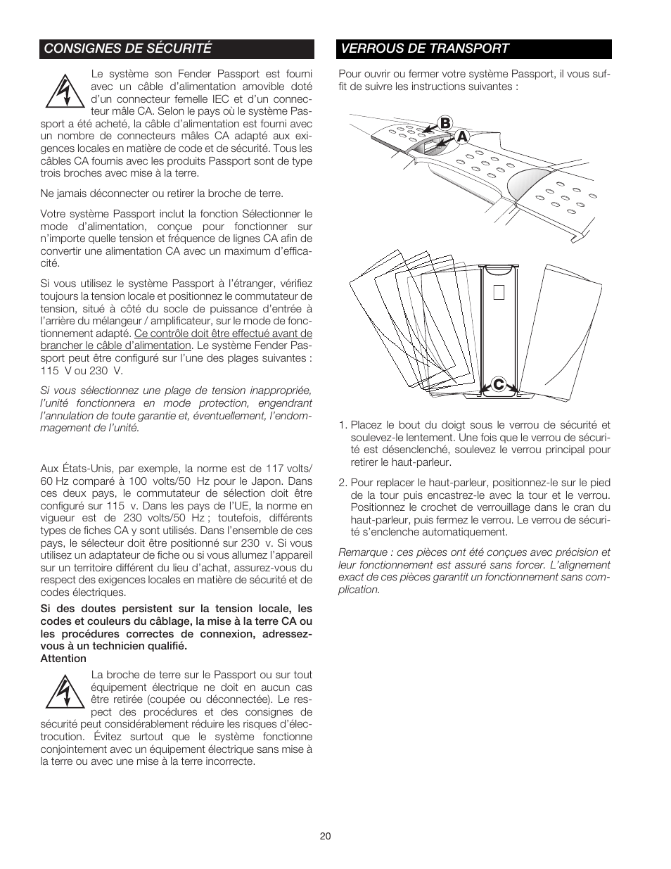 Fender Passport Portable Sound Systems PD-250 User Manual | Page 20 / 50