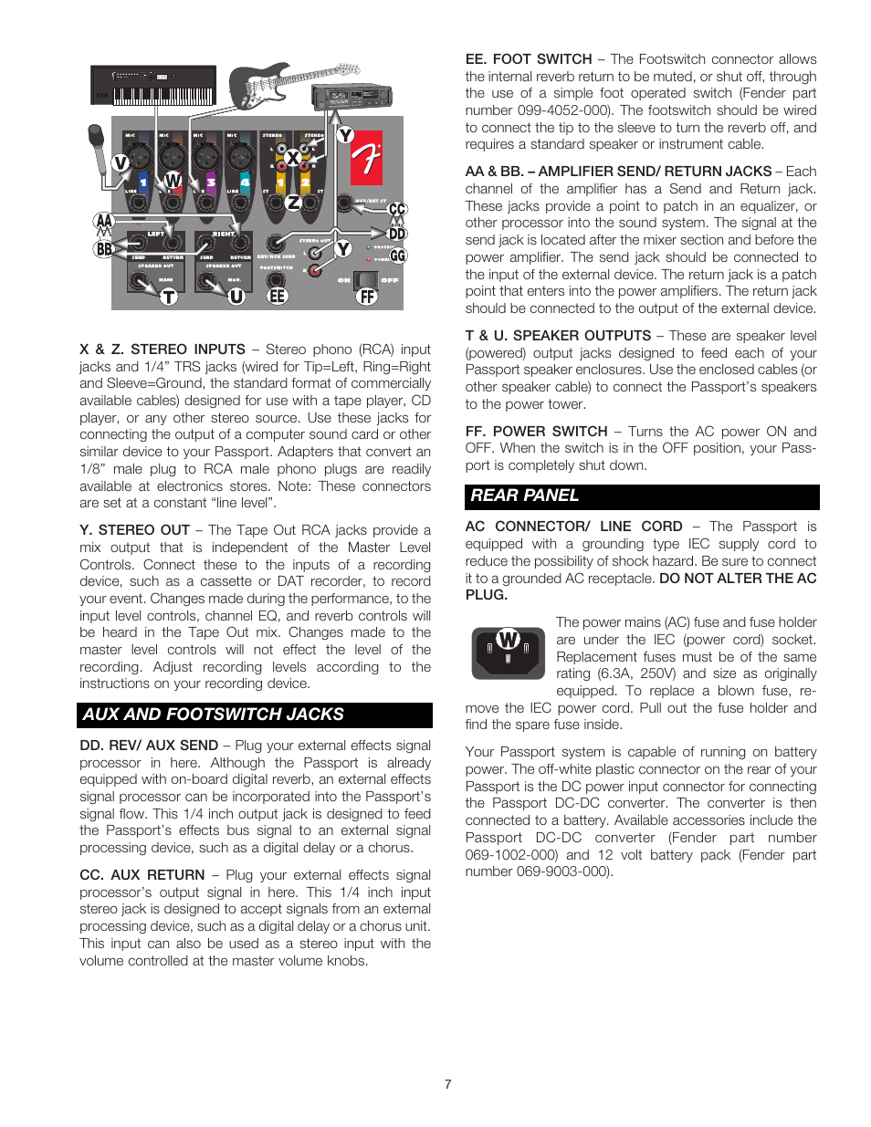 Fender Passport Portable Sound Systems PD-250 User Manual | Page 7 / 50