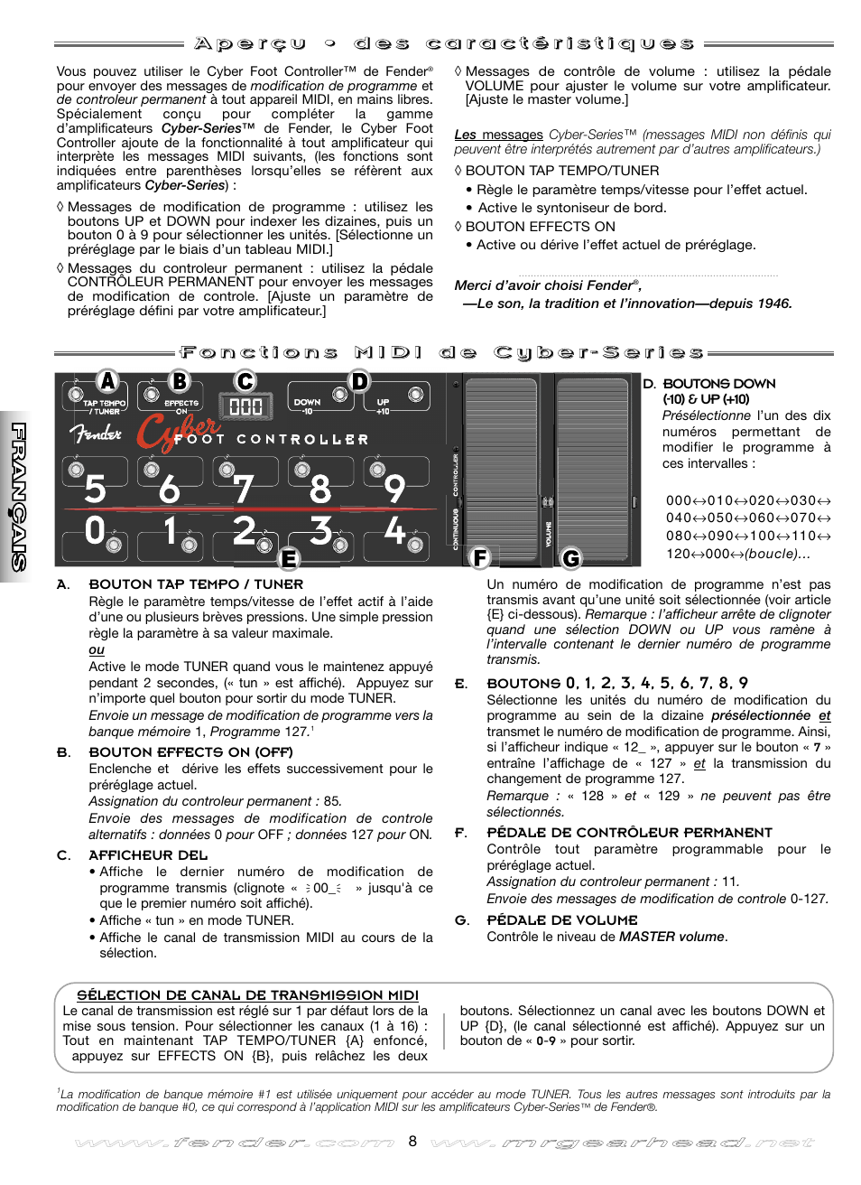 Fender Cyber Foot Controller User Manual | Page 8 / 16