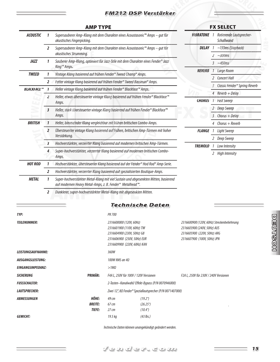 Fender FM 212 DSP User Manual | Page 15 / 20