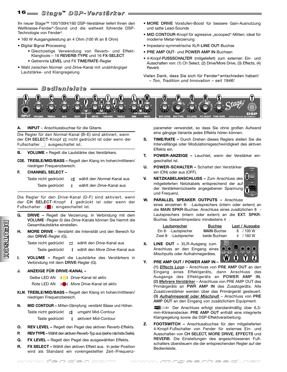 Fender Stage 100 DSP User Manual | Page 16 / 24