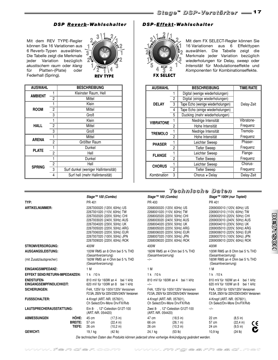 Fender Stage 100 DSP User Manual | Page 17 / 24