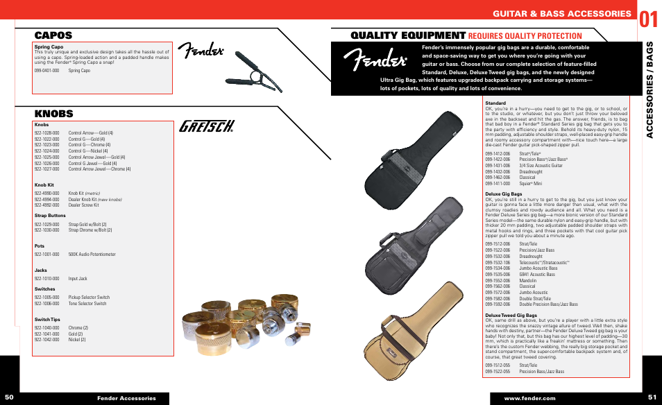 Capos knobs, Quality equipment, Guitar & bass accessories | Accessories / bags, Requires quality protection | Fender Guitar & Bass Accessories User Manual | Page 11 / 15