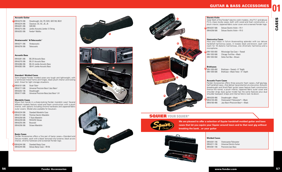 Squier, Guitar & bass accessories, Cases | Your squier | Fender Guitar & Bass Accessories User Manual | Page 14 / 15