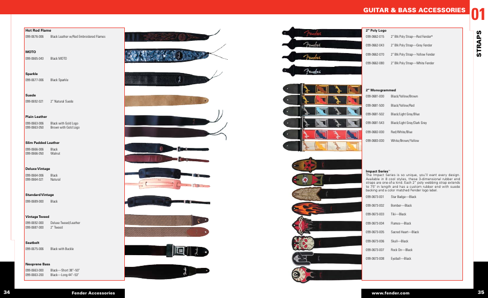 Guitar & bass accessories, Straps | Fender Guitar & Bass Accessories User Manual | Page 3 / 15