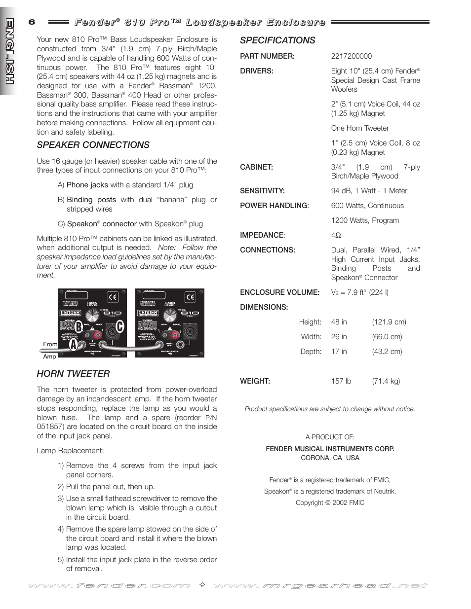 Fender 810 Pro User Manual | Page 6 / 12