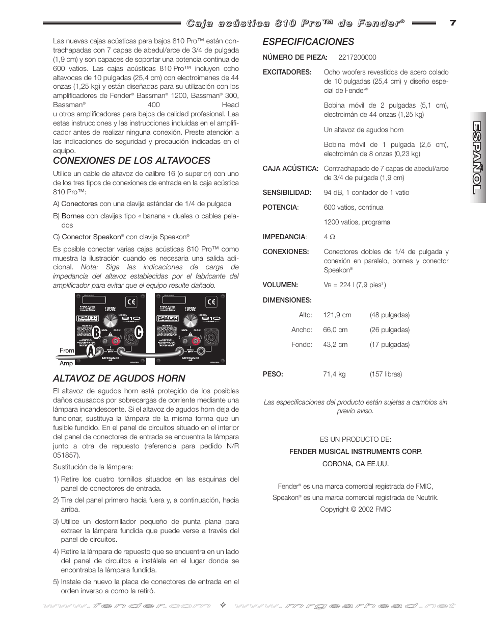 Fender 810 Pro User Manual | Page 7 / 12