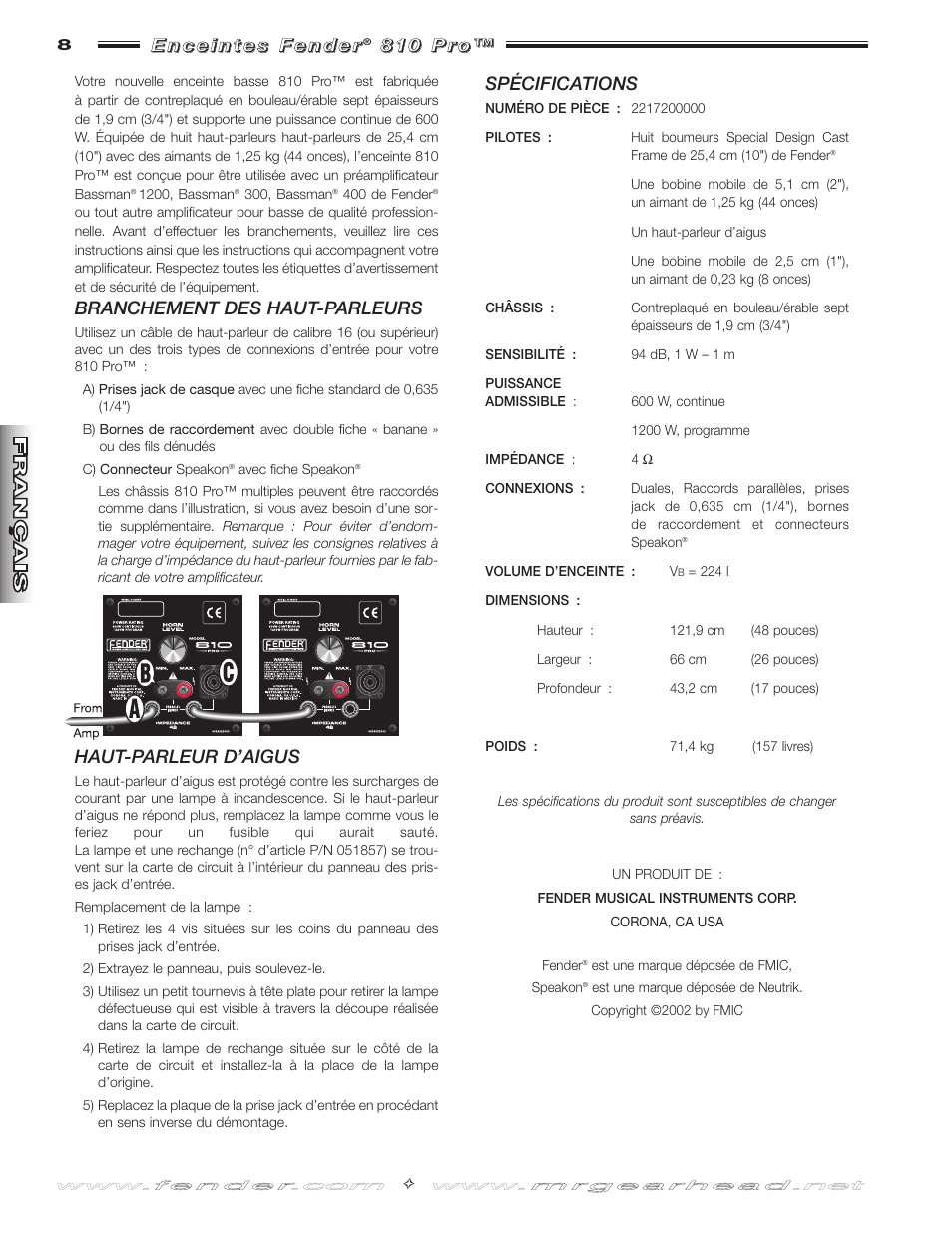 Fender 810 Pro User Manual | Page 8 / 12