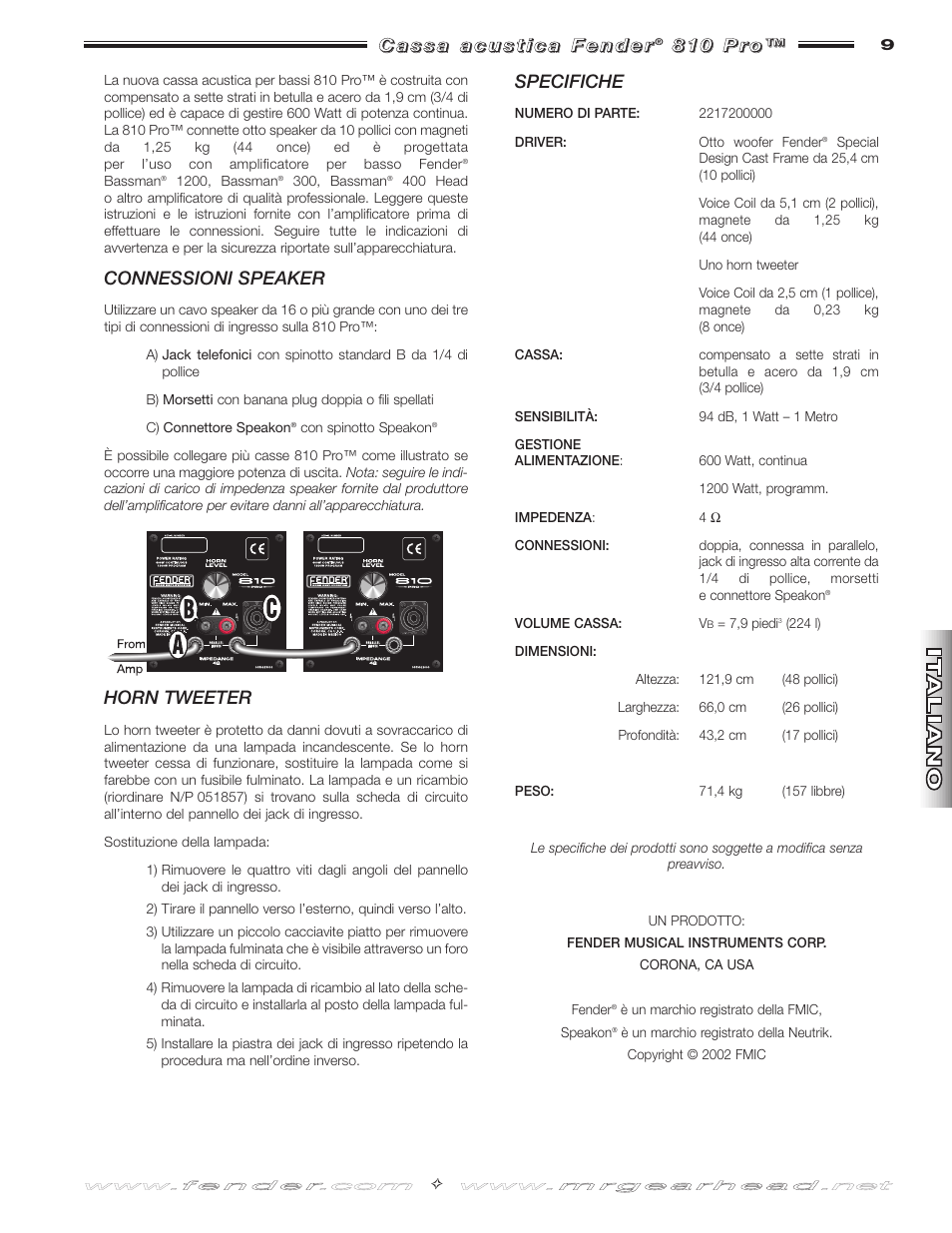 Fender 810 Pro User Manual | Page 9 / 12