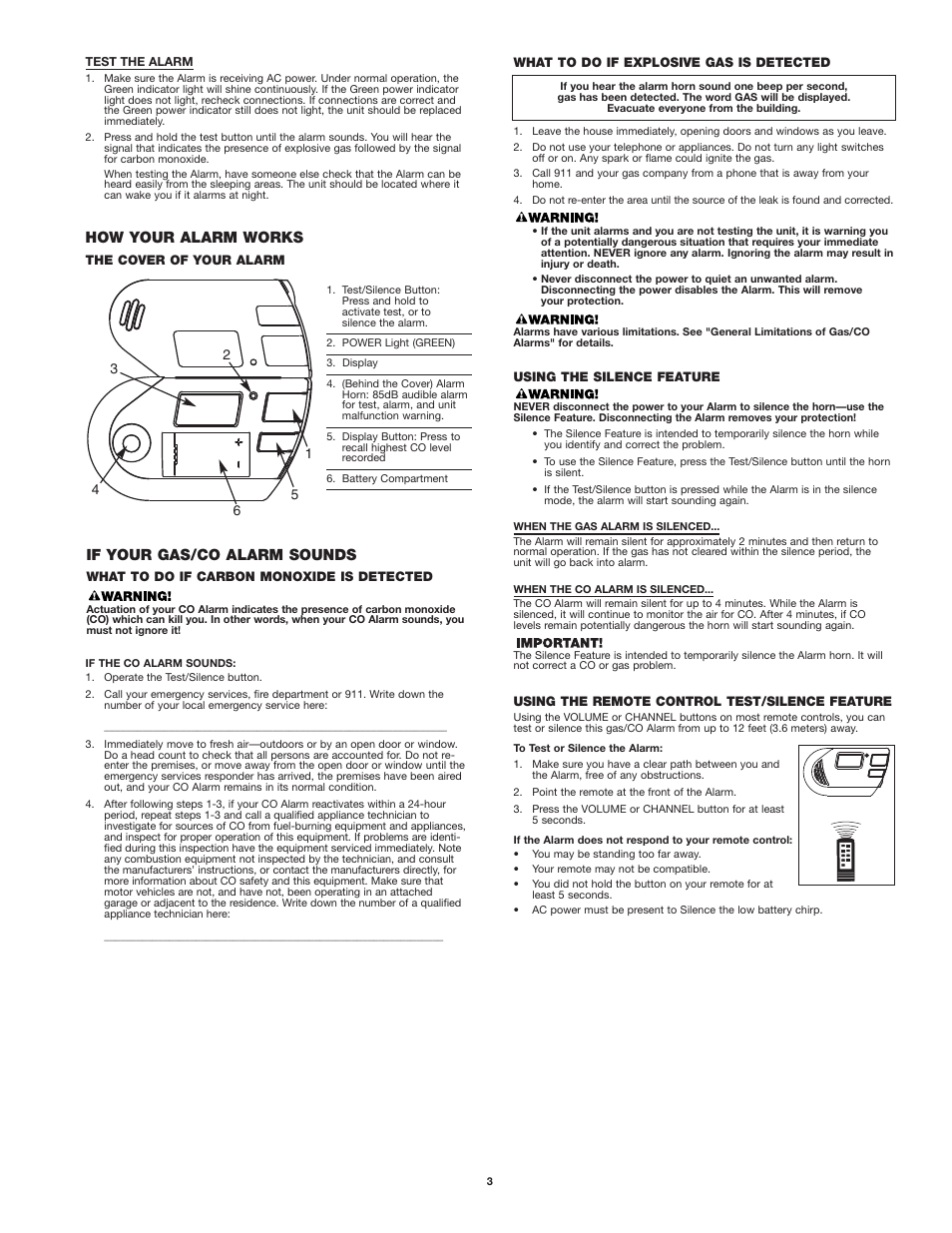 If your gas/co alarm sounds, How your alarm works | First Alert Model GCO1 User Manual | Page 3 / 7