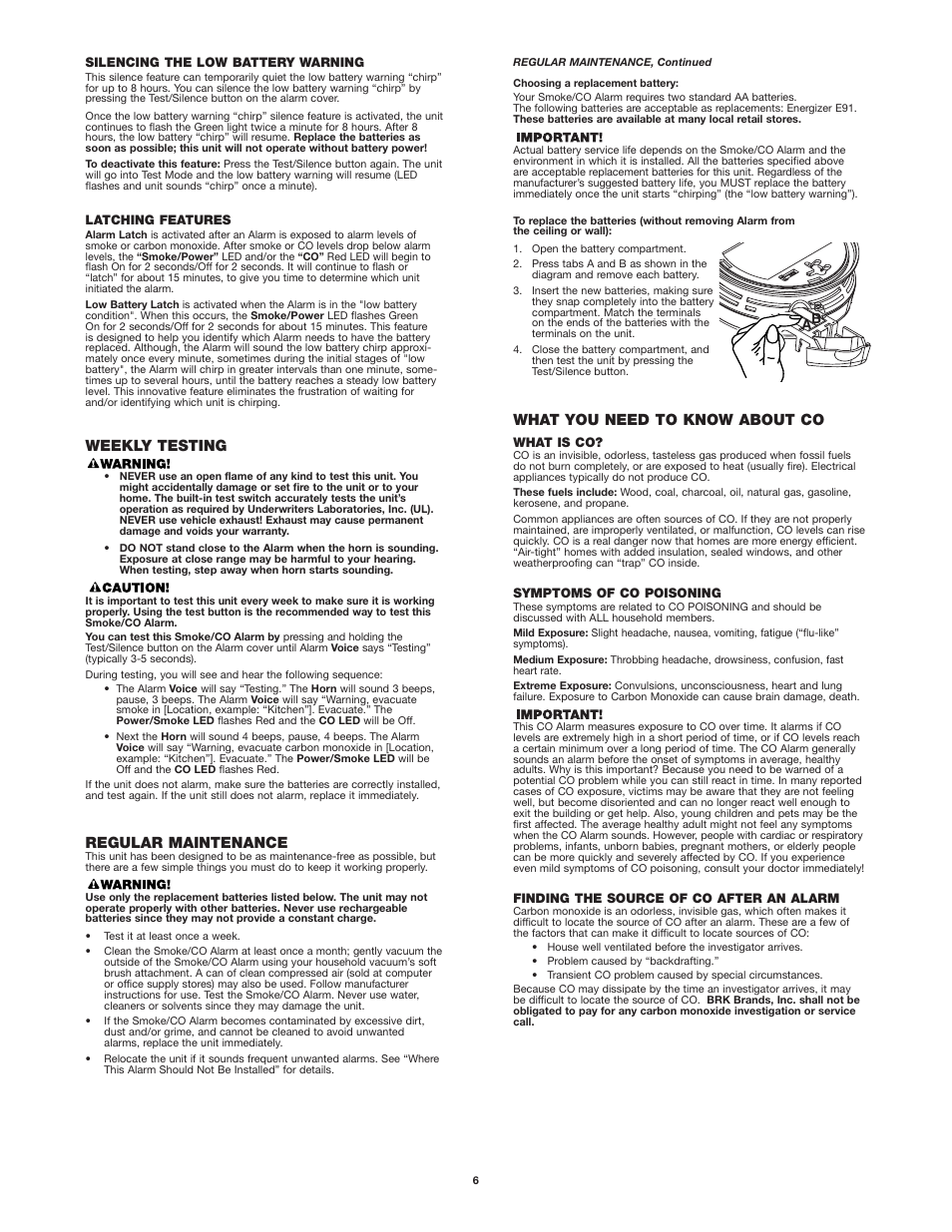 Regular maintenance, Weekly testing, What you need to know about co | First Alert ONELINK SCO500 User Manual | Page 6 / 10