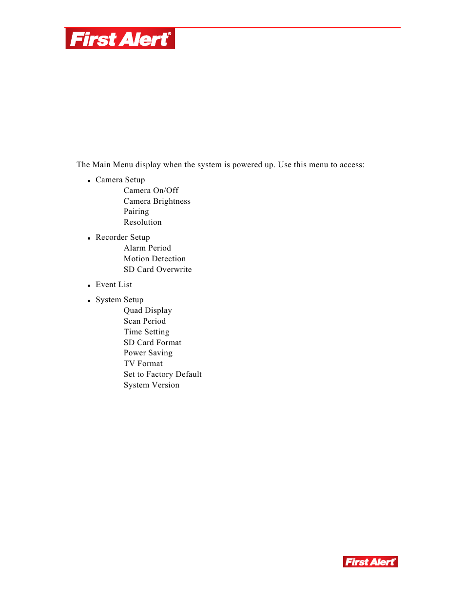 Operating menus | First Alert DW-702 User Manual | Page 13 / 28