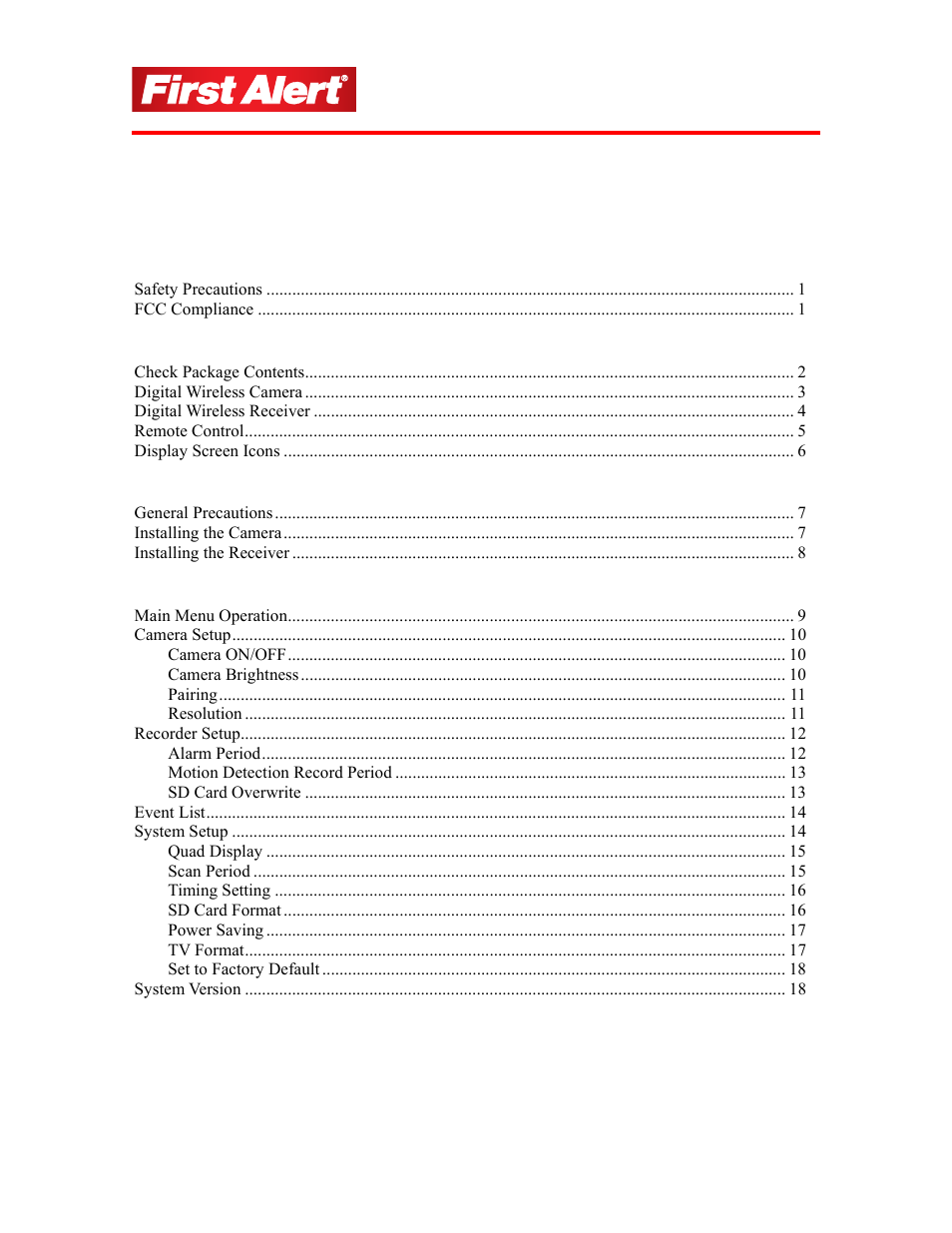 First Alert DW-702 User Manual | Page 3 / 28
