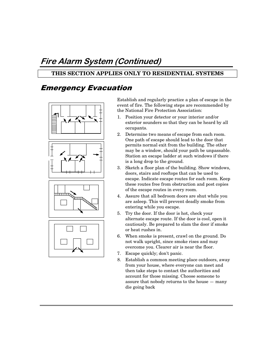 Luh$odup6\vwhp &rqwlqxhg, Phujhqf\(ydfxdwlrq | First Alert FA168C User Manual | Page 44 / 56