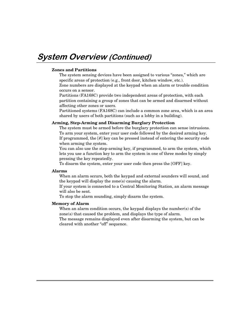6\vwhp2yhuylhz, Rqwlqxhg | First Alert FA168C User Manual | Page 6 / 56