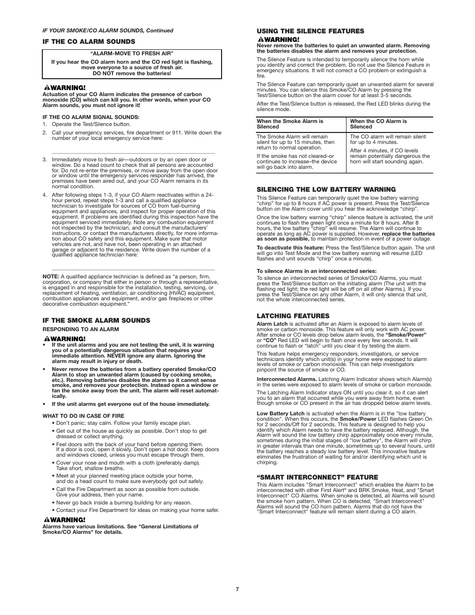 First Alert SC7010B User Manual | Page 7 / 11