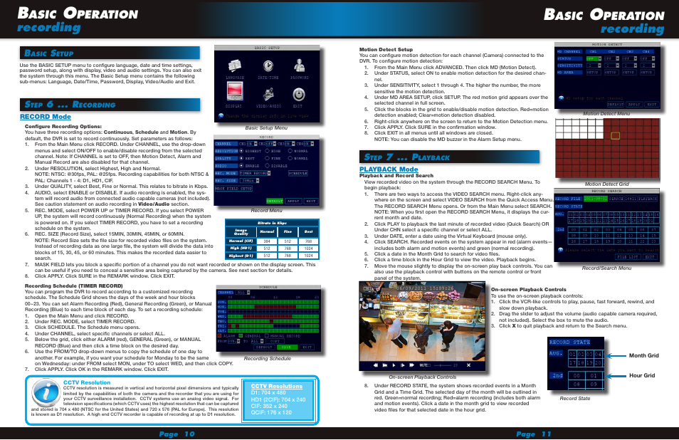 Recording, Asic, Peration | 7 ... p, 6 ... r | First Alert Recording Wired Camera System HS-4705-400 User Manual | Page 6 / 7