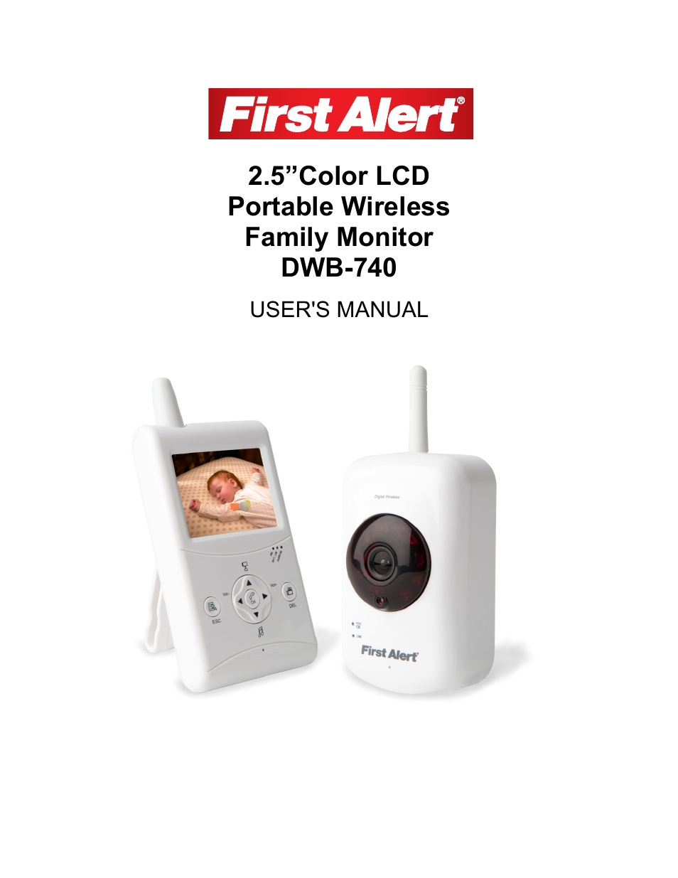 First Alert 2.5Color LCD Portable Wireless Family Monitor DWB-740 User Manual | 24 pages