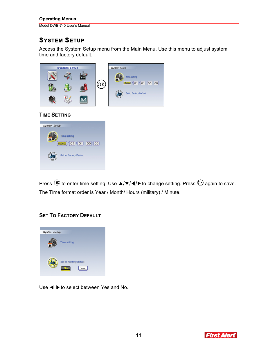 First Alert 2.5Color LCD Portable Wireless Family Monitor DWB-740 User Manual | Page 11 / 24