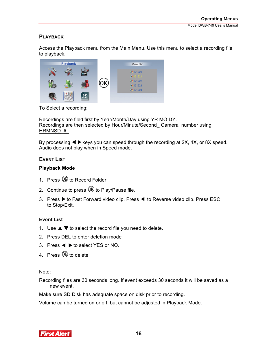 First Alert 2.5Color LCD Portable Wireless Family Monitor DWB-740 User Manual | Page 16 / 24