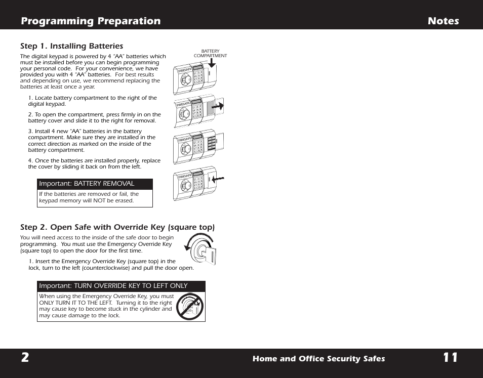 Programming preparation | First Alert 2054DF User Manual | Page 13 / 16