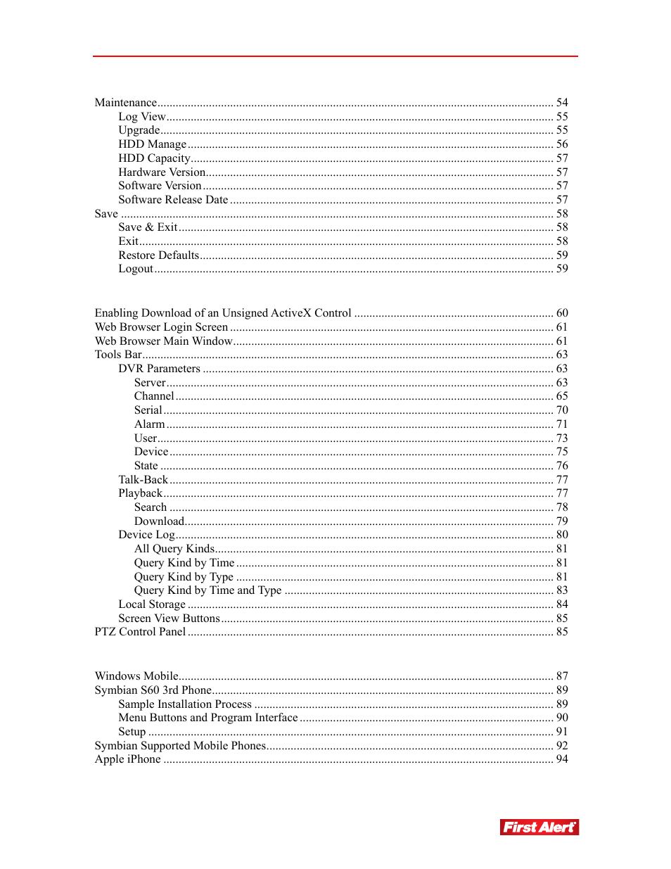 First Alert 4800 User Manual | Page 5 / 107