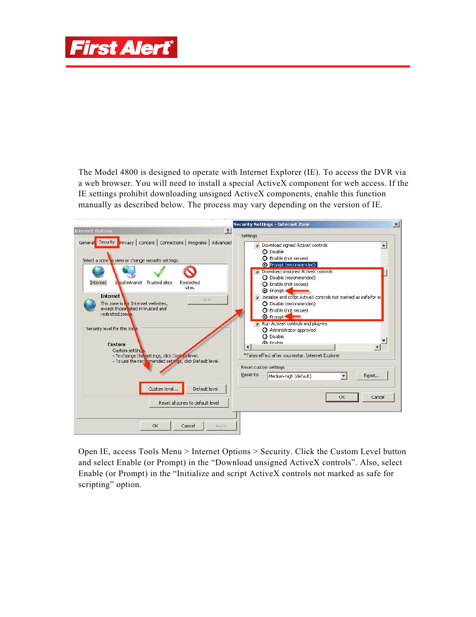 Web browser operation | First Alert 4800 User Manual | Page 66 / 107