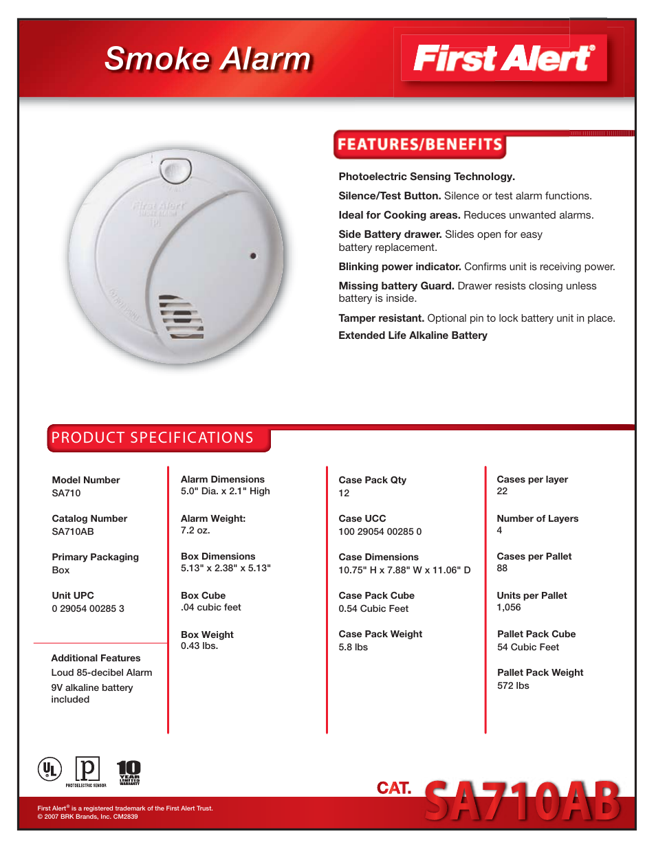 First Alert SA710AB User Manual | 1 page