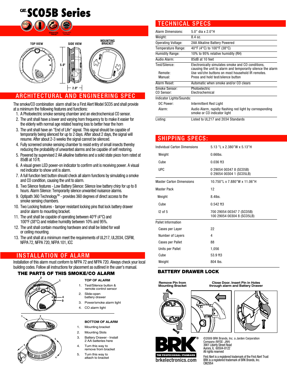 Sco5b series | First Alert SCO5B User Manual | Page 2 / 2