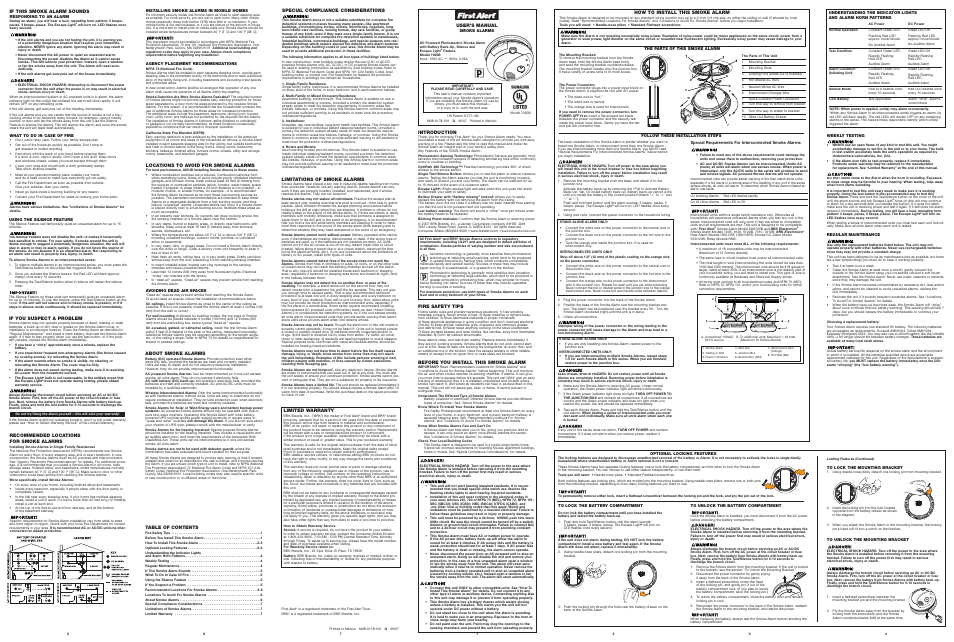 First Alert 7020b User Manual | 1 page