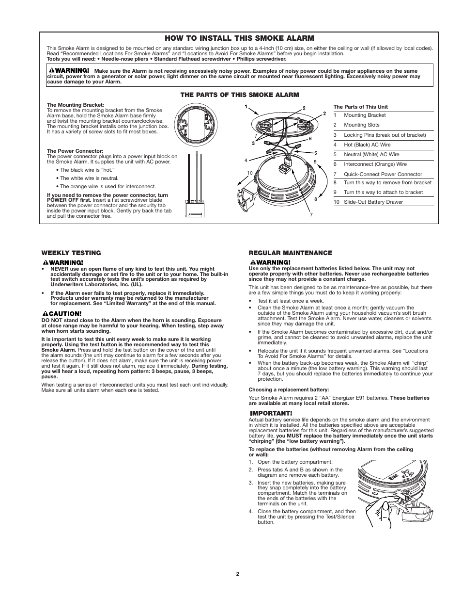 How to install this smoke alarm | First Alert SA520 User Manual | Page 2 / 7