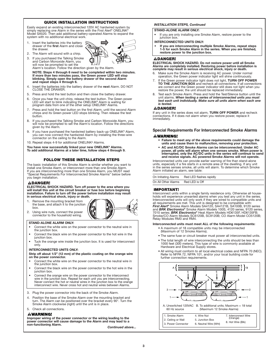 First Alert SA520 User Manual | Page 3 / 7
