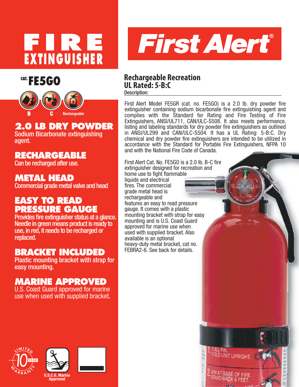 First Alert FE5GO User Manual | 2 pages