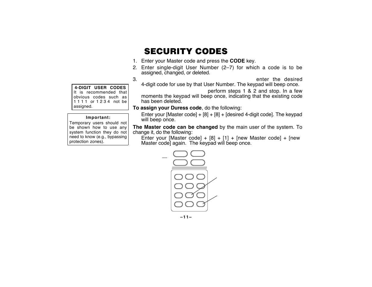 Security codes | First Alert FA120C User Manual | Page 11 / 44