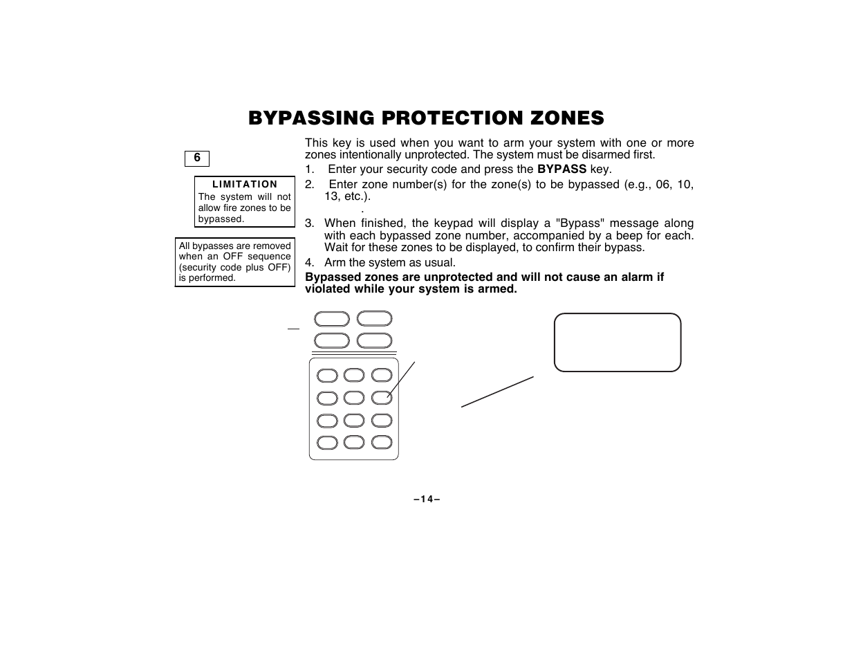 Bypassing protection zones | First Alert FA120C User Manual | Page 14 / 44