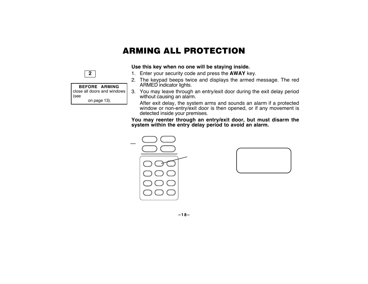 Arming all protection | First Alert FA120C User Manual | Page 18 / 44