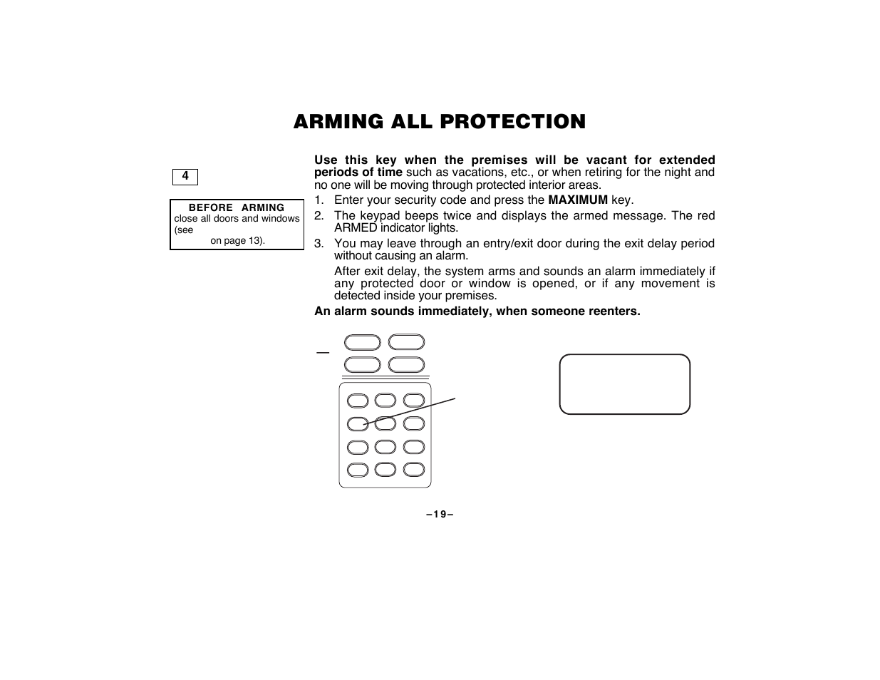Arming all protection | First Alert FA120C User Manual | Page 19 / 44