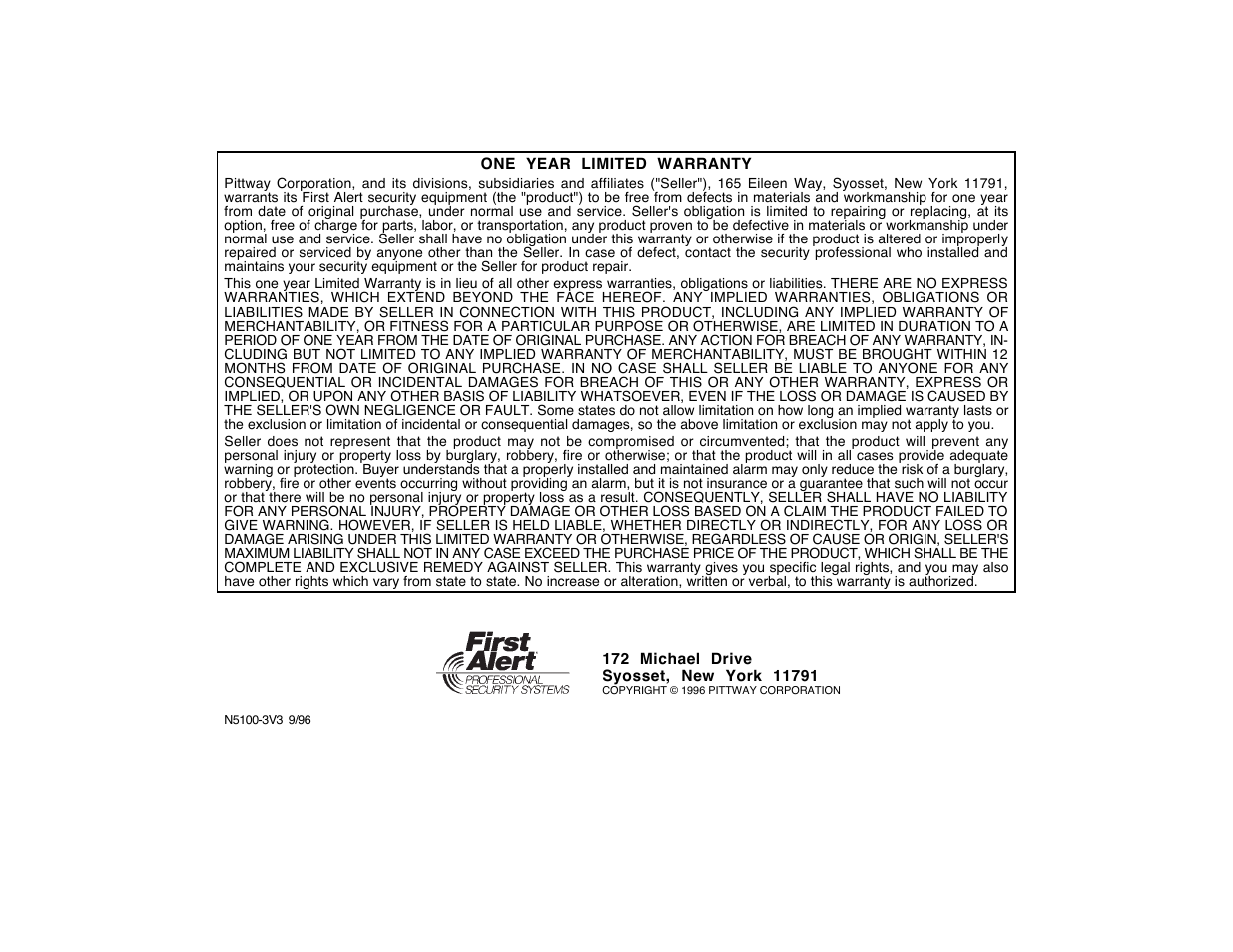 One year limited warranty | First Alert FA120C User Manual | Page 44 / 44