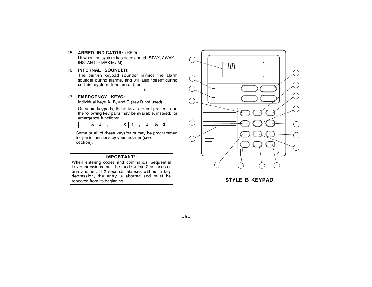 Style b keypad | First Alert FA120C User Manual | Page 9 / 44