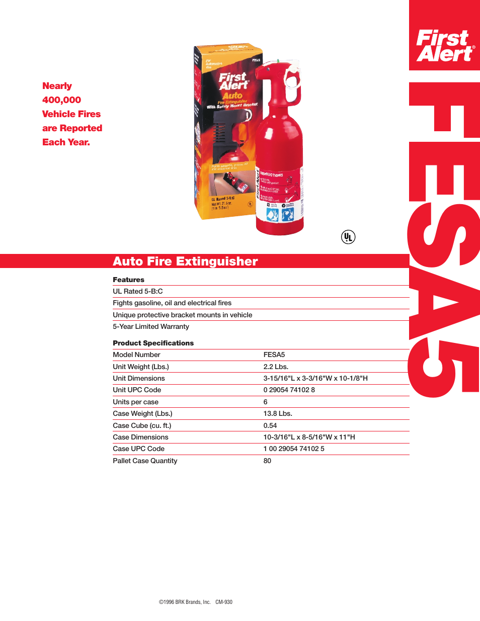 First Alert FESA5 User Manual | 1 page