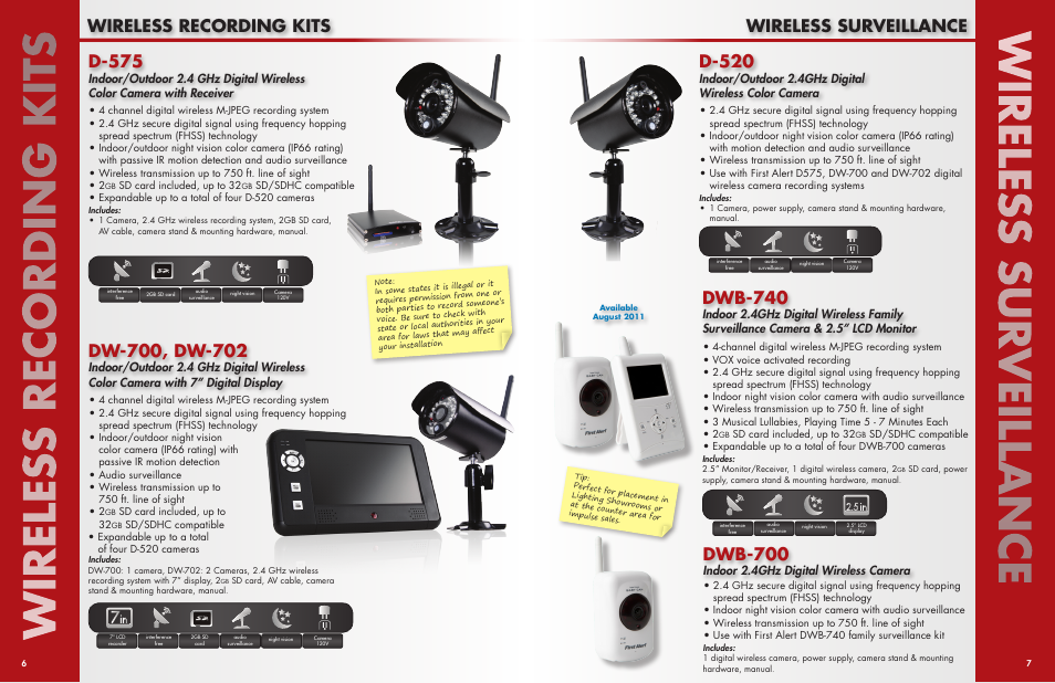 D-520, Dwb-740, Dwb-700 | Indoor 2.4ghz digital wireless camera | First Alert Security Camera 4800 User Manual | Page 4 / 7