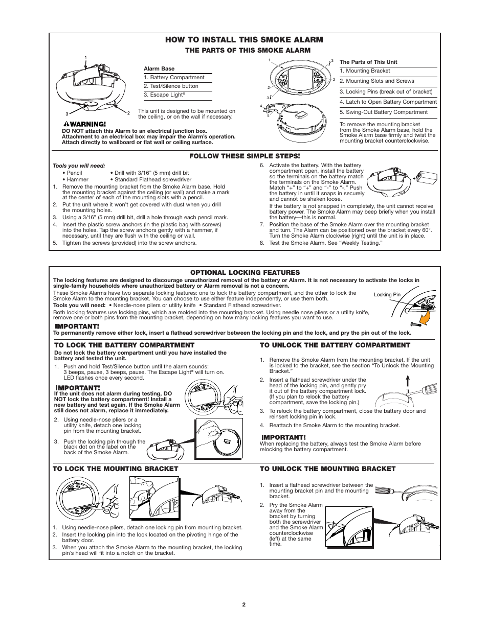 How to install this smoke alarm | First Alert SA304 User Manual | Page 2 / 5