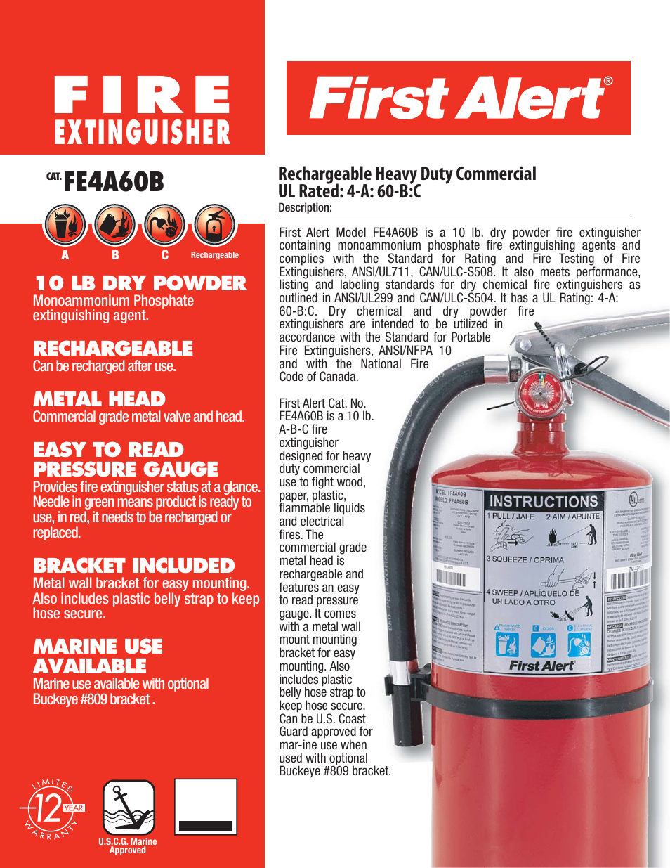 First Alert FE4A60B User Manual | 2 pages