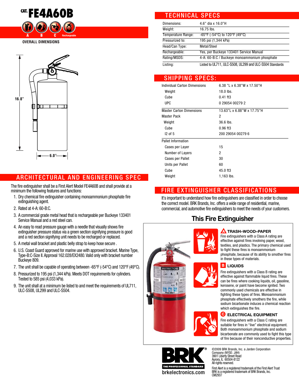 Fe4a60b, This fire extinguisher | First Alert FE4A60B User Manual | Page 2 / 2