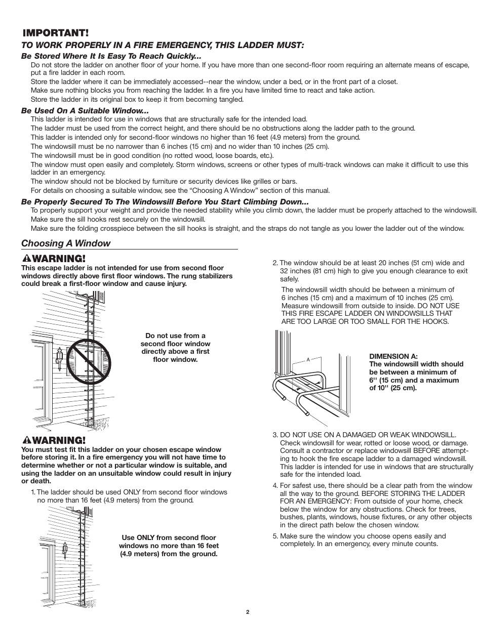 Choosing a window | First Alert EL52 User Manual | Page 2 / 4