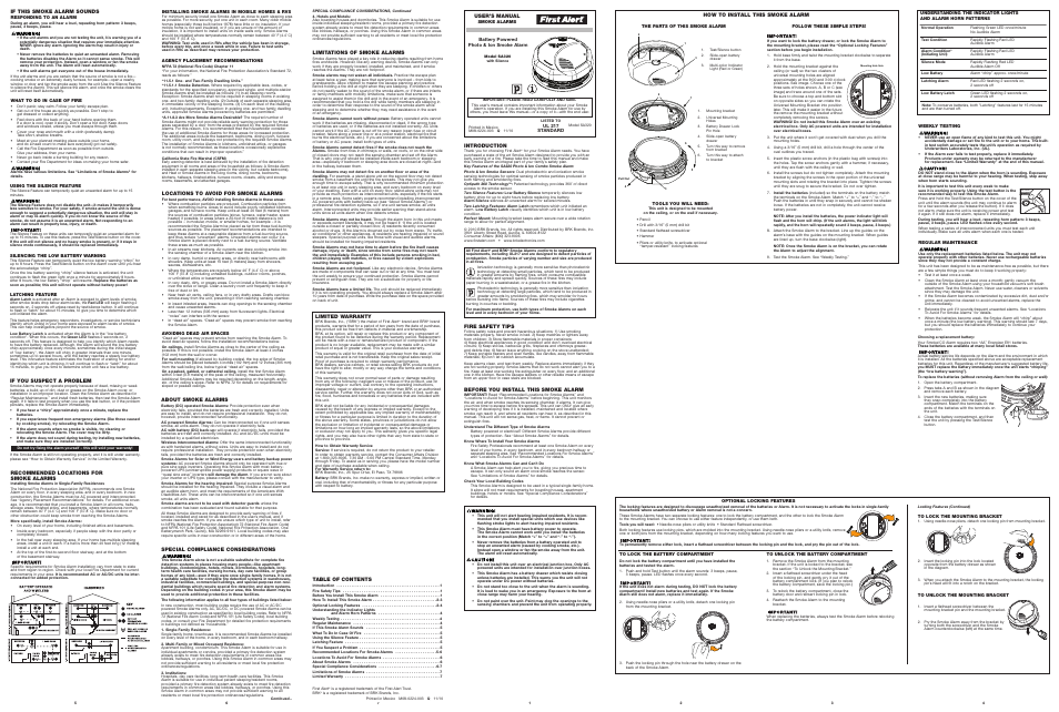 First Alert SA320 User Manual | 1 page