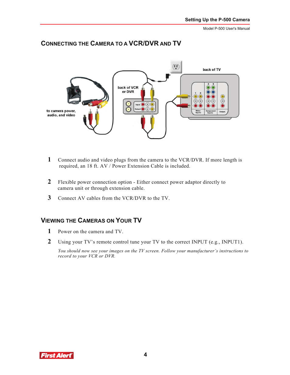Vcr/dvr, Tv 1 | First Alert P-500 User Manual | Page 8 / 12